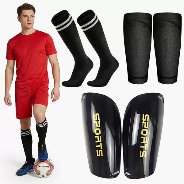 Cross-Border Double-Layer High-Elastic Football Socks with Invisible Pocket Design, Leg Protection Socks, Sports Leg Guards, Bottomless Sock Tubes Wholesale