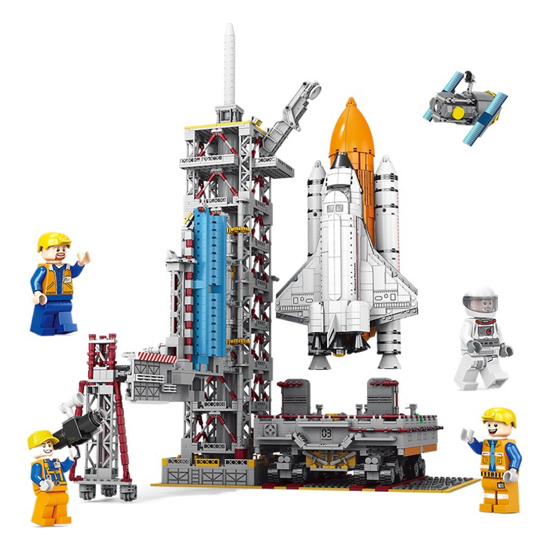 Compatible con Lele hermanos espacio bloques de construcción cohete nave espacial alta modelo Pequeñas partículas niños ensamblados juguetes adornos