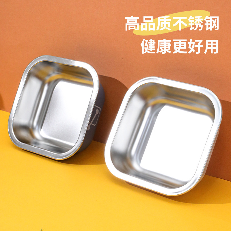 Cuadrado de acero inoxidable perro tazón anti-golpe perro Poon perro arroz tazón agua potable gato mascotas alimentos suministros