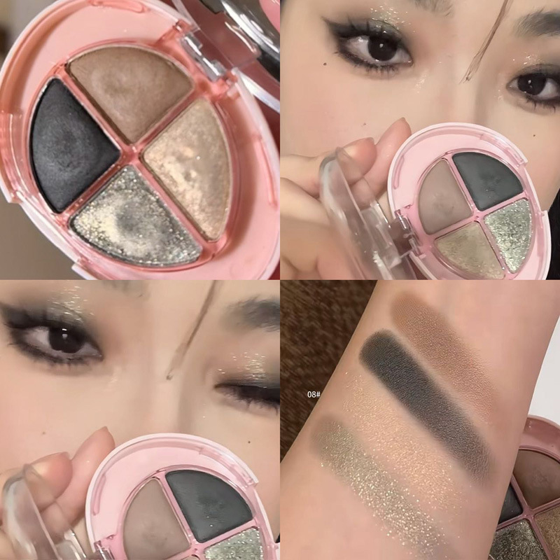 HERORANGE Sweet Gravity Eye Shadow Plate de cuatro colores, brillo de perla mate, brillo de alto brillo, sombras de ojos transfronterizas
