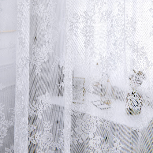 High-end white lace curtain fabric sheer window wedding curtain net fabric dessert table prop fabric material free shipping