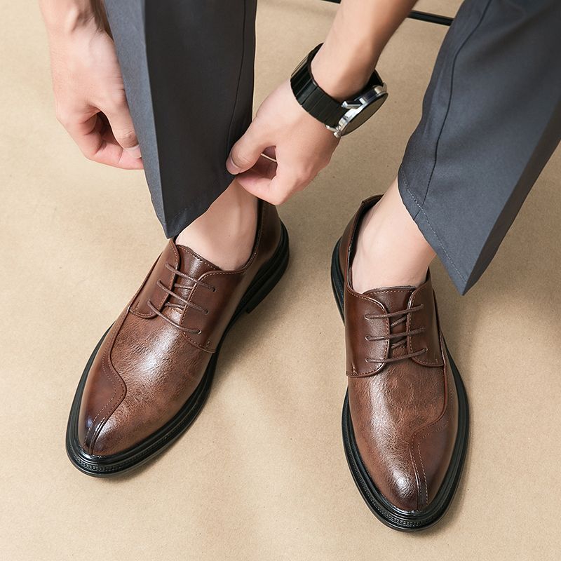 皮鞋男夏季透气商务正装鞋男士青年休闲潮款软底增高英伦婚鞋