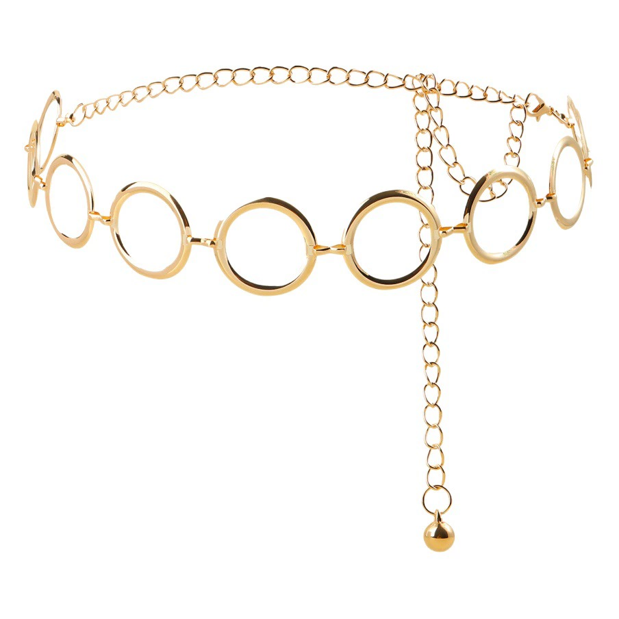 Трансграничное металлическое украшение для ремня, Европейская и американская поясная цепочка, цепочка для женских аксессуаров, универсальный костюм, талия, геометрический круг