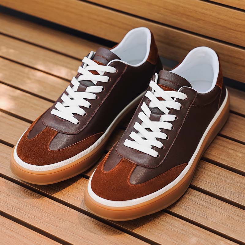 [Cuero de vaca de cabeza] nuevo hombre simple de alta seda de vaca de terciopelo zapatos de entrenamiento de cuero auténtico zapatos deportivos de skate casuales