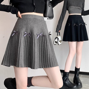 Pregnant Women's Knitted Skirt Spring and Autumn 2024 New Style Small High Waist Unsupported Belly Pleated Skirt Autumn and Winter A- Line Skirt