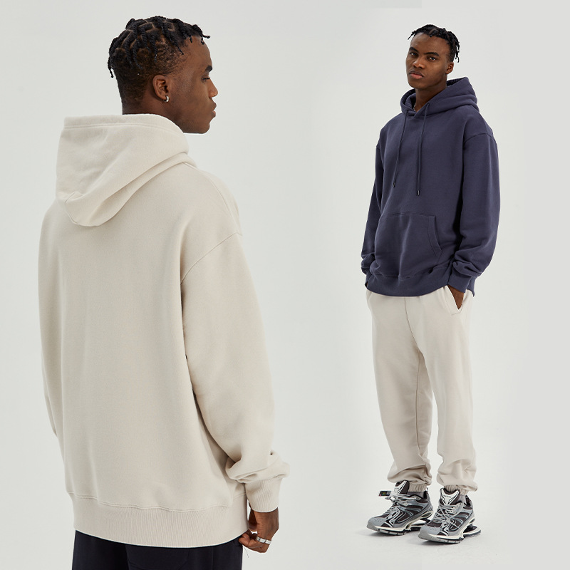 American retro washed drop-shoulder sweatshirt, loose oversized hooded jacket, cross-border trendy brand blank sweatshirt from the source factory