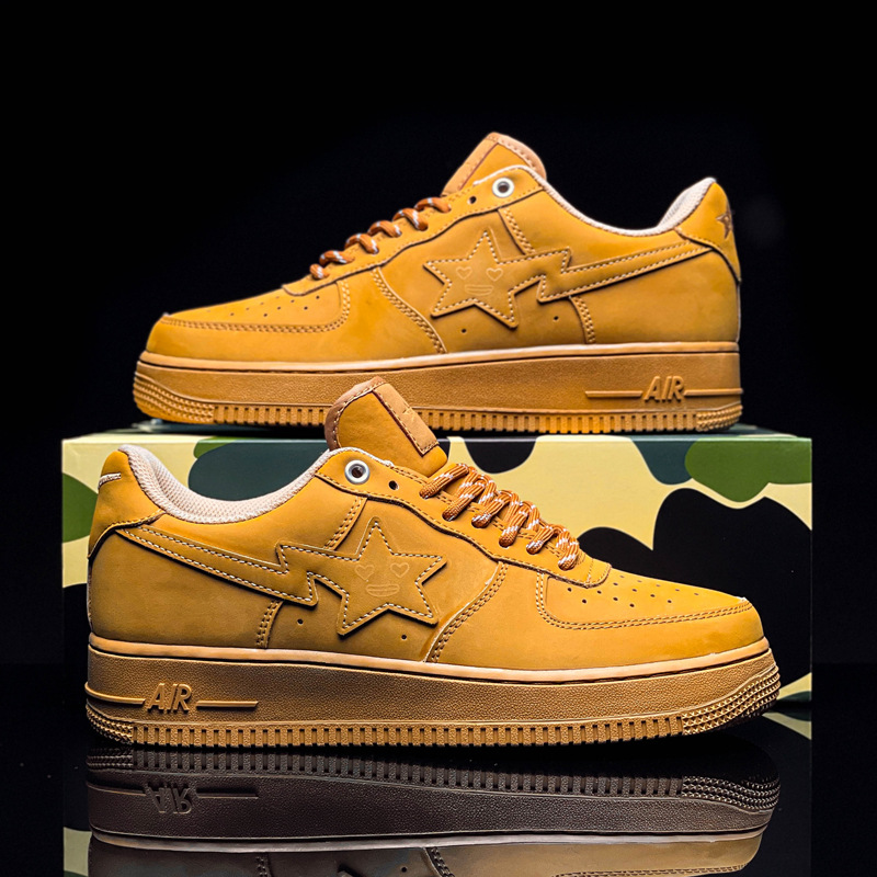 Fuerza Aérea N ° 1 Putian zapatos blancos originales puros hueso hielo blanco Azul Rayo estrella bajo Top leche café zapatilla de deporte de los hombres y las mujeres primera capa de vaca