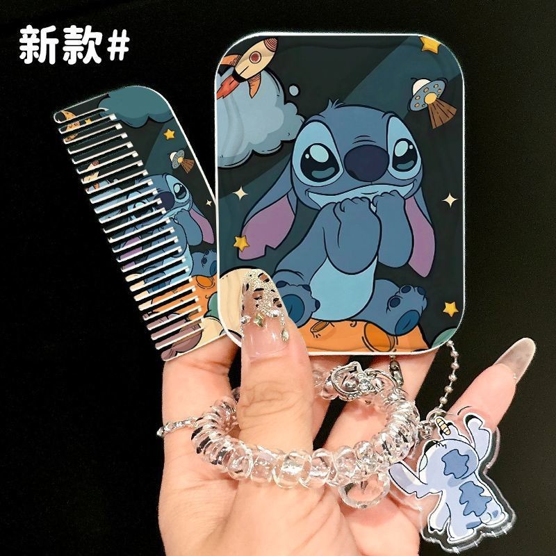 Cute gato pequeño espejo de dibujos animados espejo de maquillaje portátil alto valor facial estudiante de mano plegable espejo de maquillaje mujer