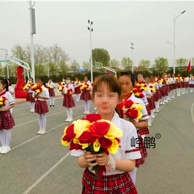 Reunión deportiva, actividades estudiantiles, baile, flores falsas coloridas, flores de plástico, flores de seda, baile, accesorios, ramo de simulación