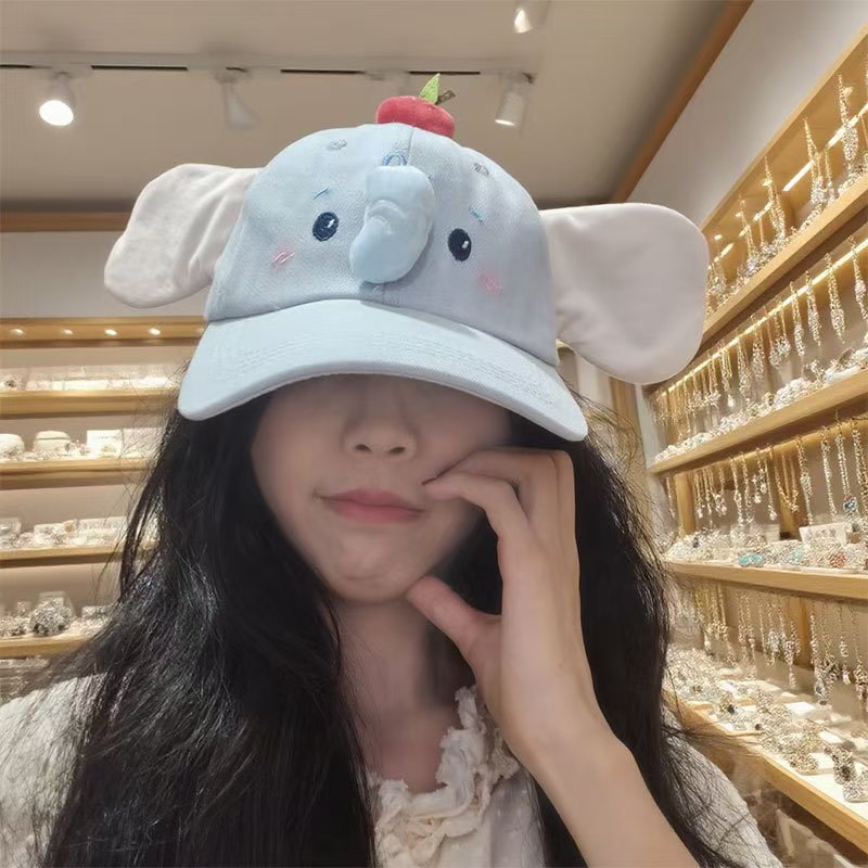 Nuevo estilo coreano lindo elefante de manzana bordado gorra de béisbol al aire libre protección solar gorra de boca de pato