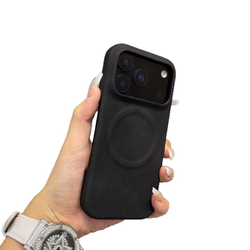 适用苹果17手机壳肤感磁吸羊巴皮半包iPhone17promax简约高级感新|undefined