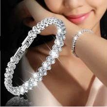 希音爆款外貿歐美羅馬手鏈女鋯石水晶新款手環鑲鑽時尚飾品滿鑽