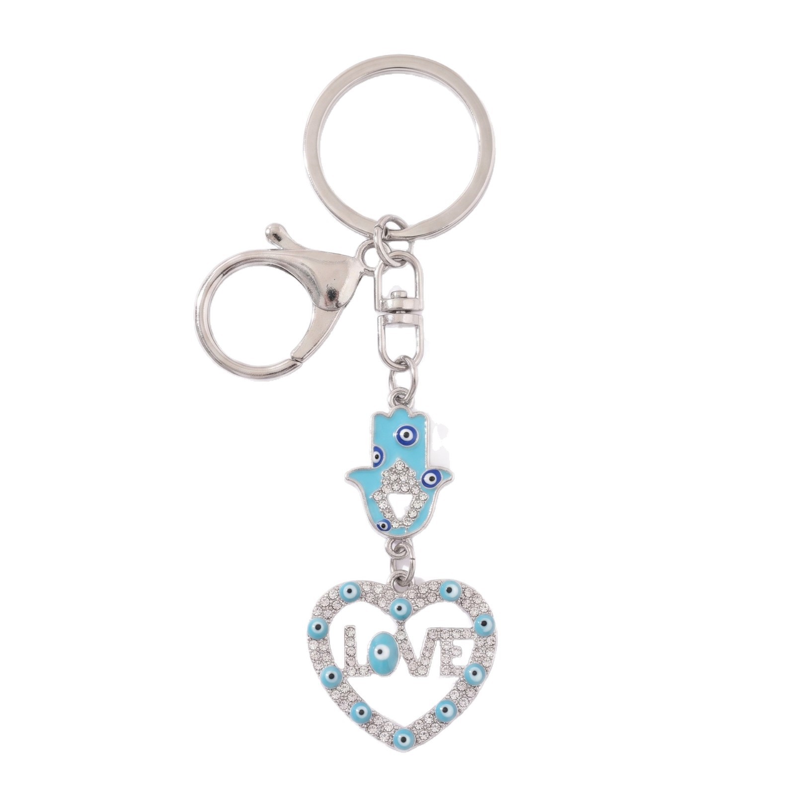 Personalidad europea y americana hueco amor pestañas joyas ojos azules ojos del diablo aleación llavero bolsos colgantes