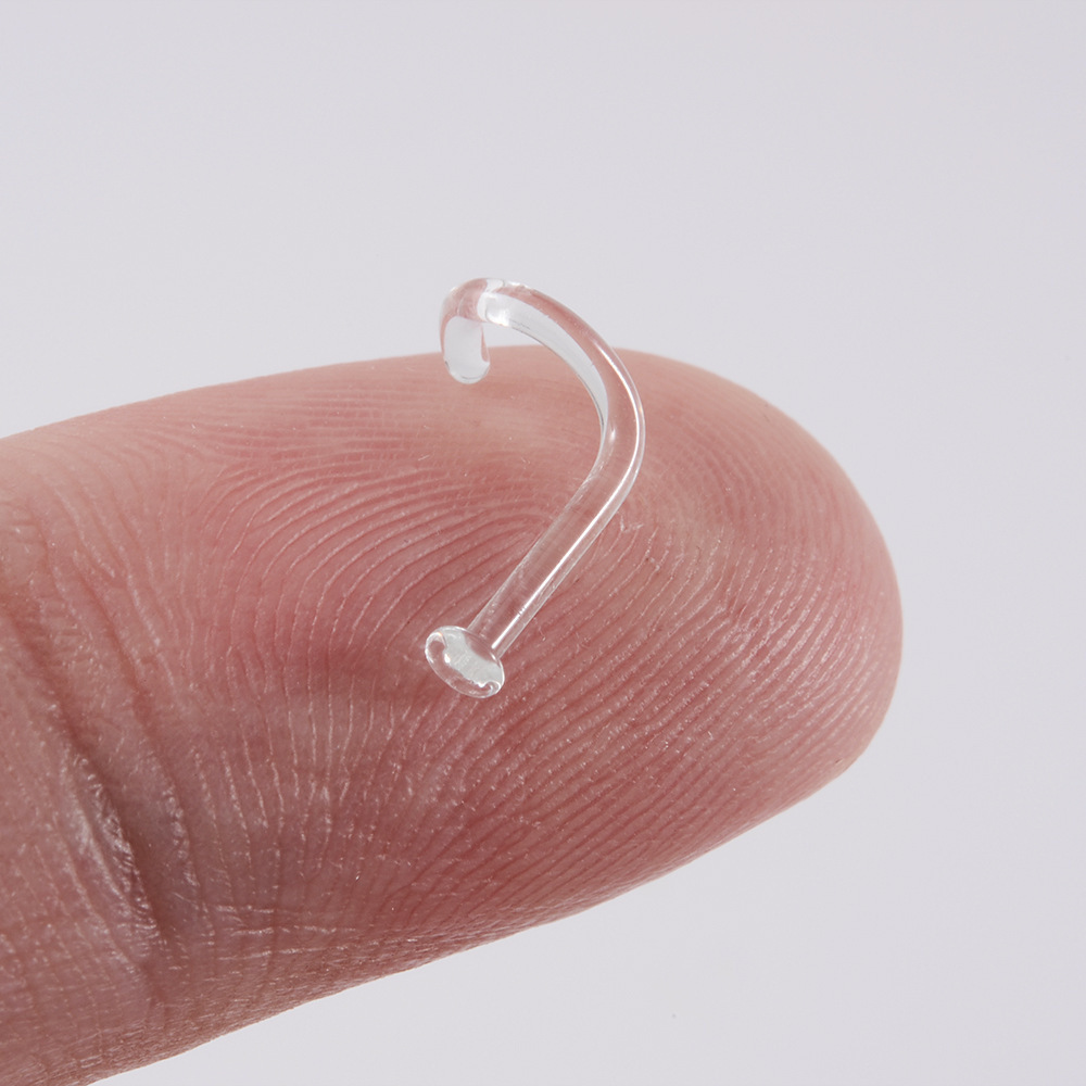 Invisible Transparent Piercing Nose Ring C-shaped Curved Barbell_voghion.com