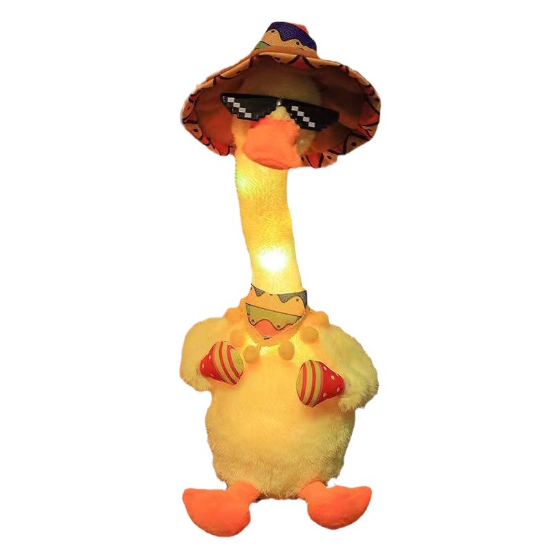 Tiktok mismo estilo pequeño pato amarillo bailando pequeño pato blanco torcido talla de arena pato cantando bailando regalo de cumpleaños para niños