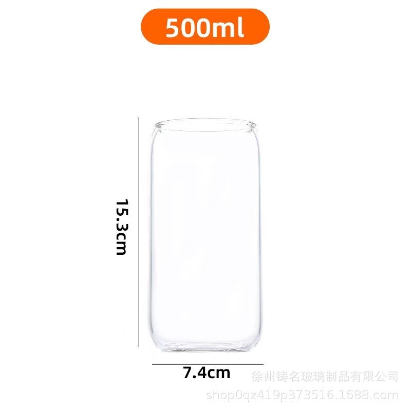 Vaso de vidrio de borosilicato transparente de Amazon transfronterizo con tapa de bambú taza de jugo de una sola capa con vidrio de paja 16oz taza de coco
