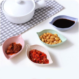 Household kitchen seasoning dish creative wheat straw leaf dish vinegar dish sauce dish dipping dish small gift logo