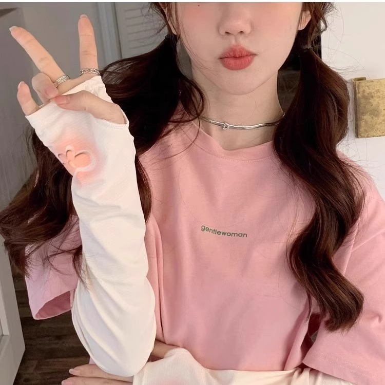 (2개) 2024 여름 새로운 느슨한 활 인쇄 얼음 소매 여성의 얼음 실크 태양 보호 슬리브 UV 보호 슬리브를 운전