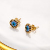 Fashionable necklace, blue earrings, set, suitable for import