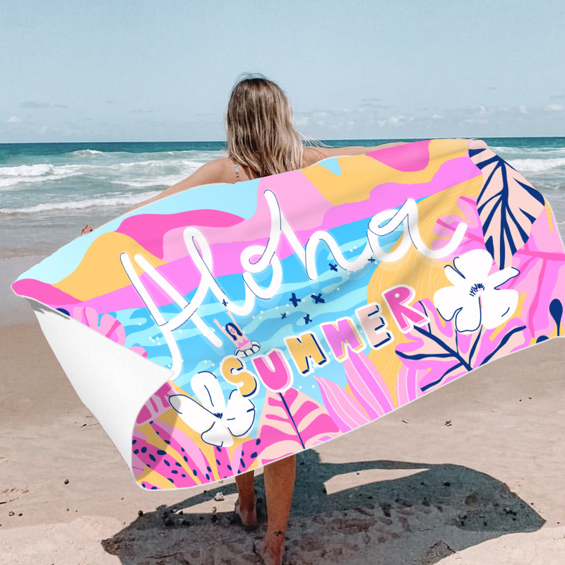 Amazon European and American Summer Double-sided Velvet Quick-drying Beach Towel Cross-border Printing Microfiber Beach Swimming Bath Towel