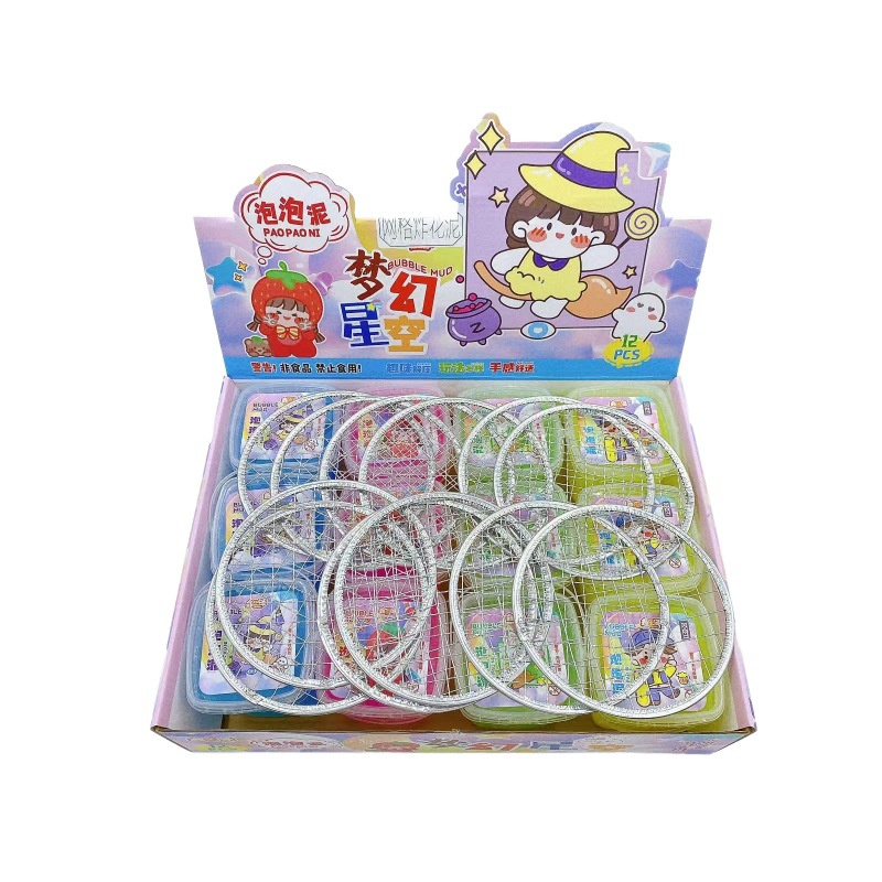 Barro de rejilla de barro espumoso caja cuadrada barro dibujado de alto valor facial colorido pegamento espumante no manualizado DIY lotes de juguetes infantiles