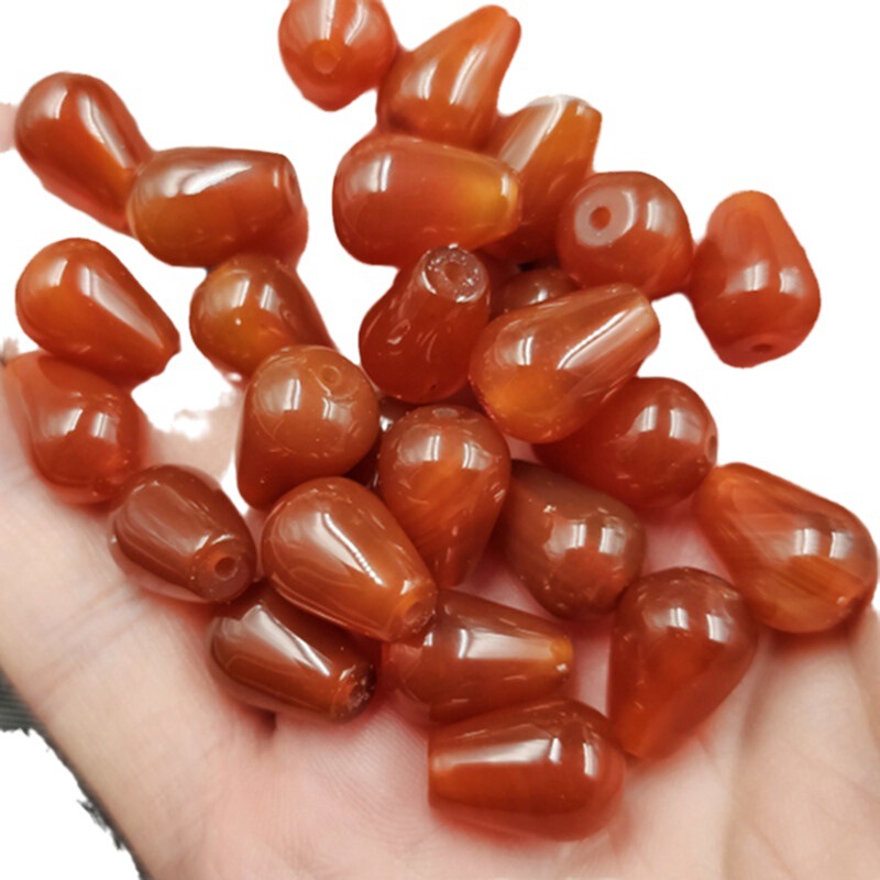 氷種紅瑪瑙水滴玉散珠紅玉髄通孔水滴ブレスレットネックレスイヤリングアクセサリービーズ|undefined