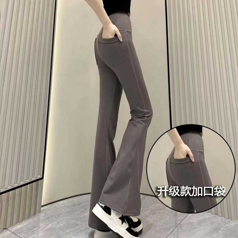 Pocket Flared Pants Belly-Tight Waist Barbie Pants Women's Summer Thin Leggings High Waist Shark Pants Micro-leggings
