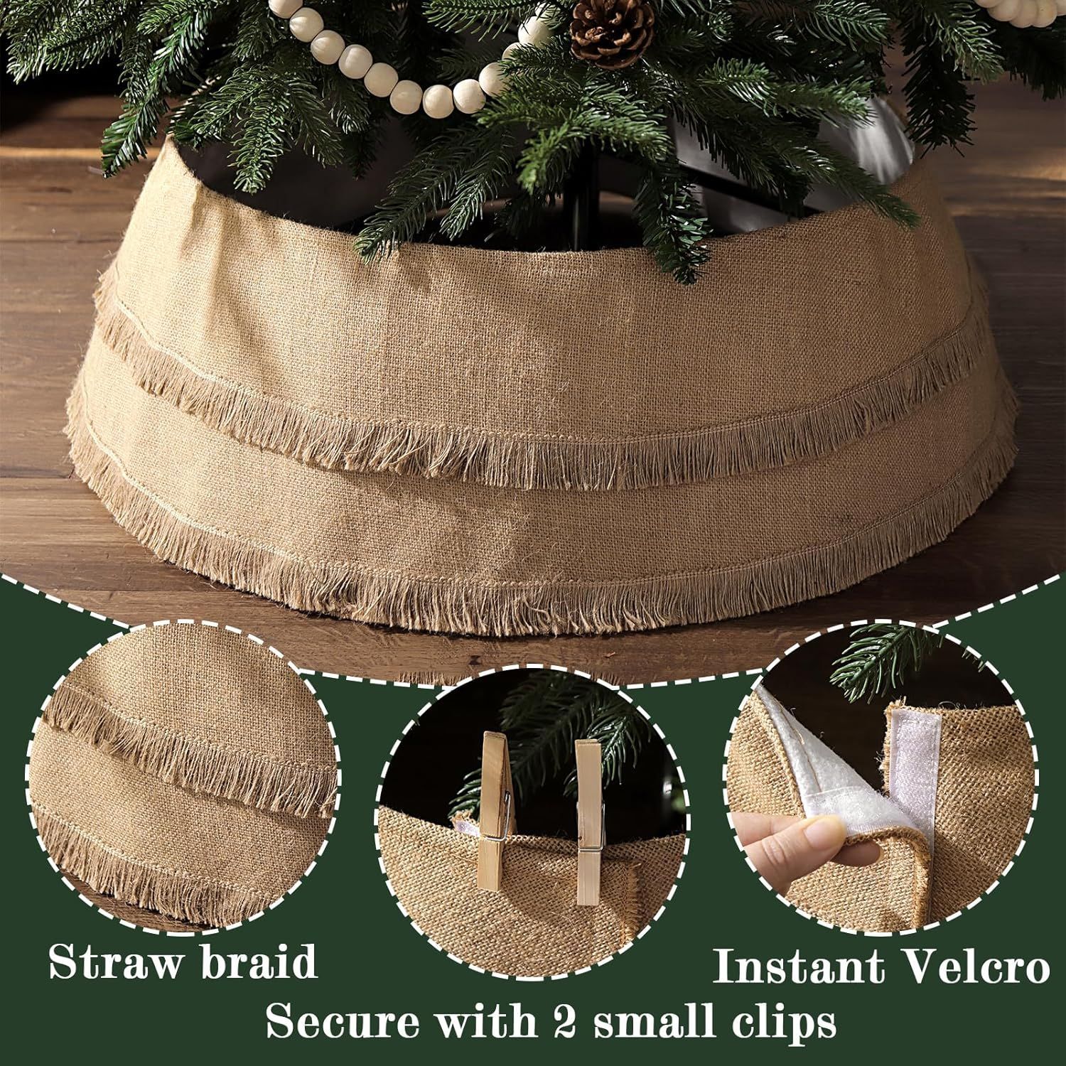 Navidad transfronteriza algodón lino falda de árbol abrazadera ajustable decoración del árbol de Navidad decoración del árbol de Navidad