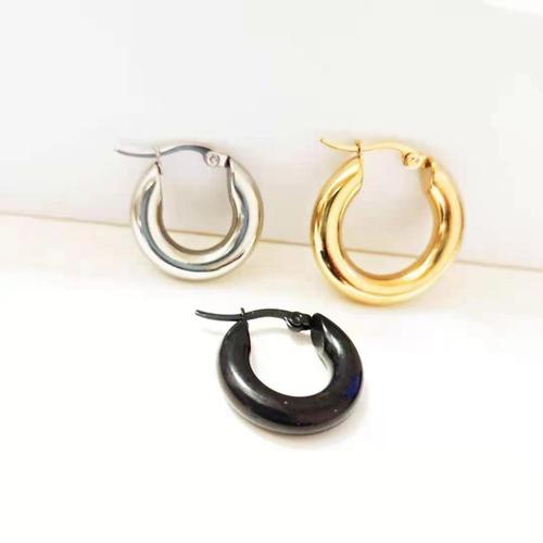 European and American personalized titanium steel thick wire earrings fashionable stainless steel 5mm wire diameter circle earrings round earrings wholesale