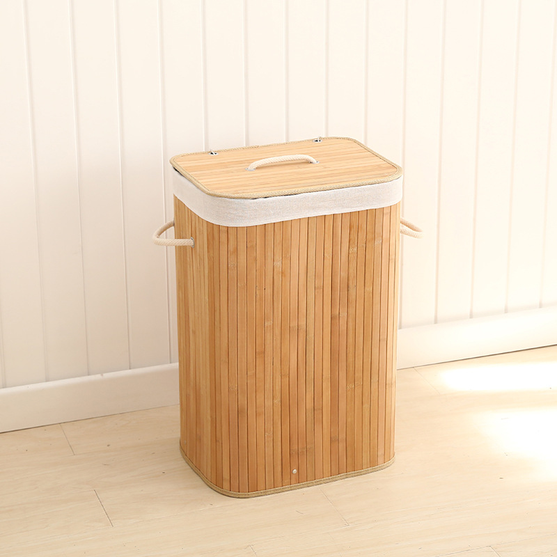 Cesta cuadrada con tapa para ropa sucia – tejida a mano, multifunción, para hogar, venta al por mayor