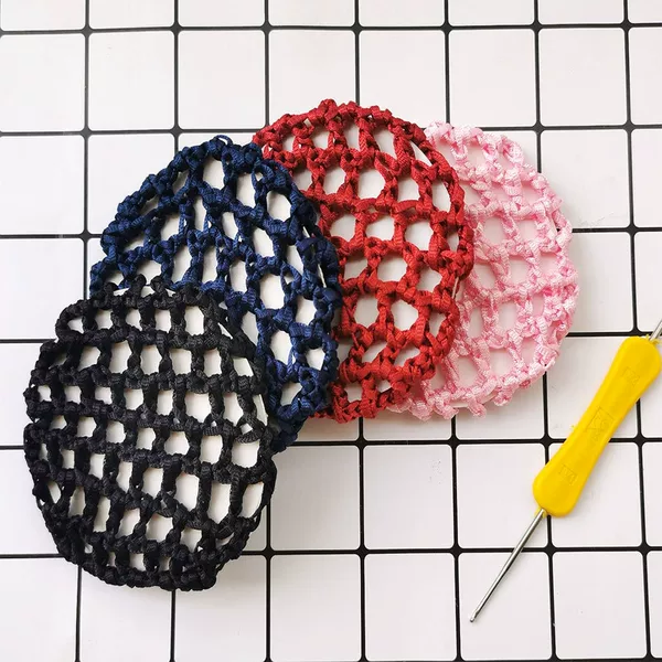 Hand-crocheted encryption net bag nurse stewardess professional hair flower hair net female dance hair device children invisible hair accessories