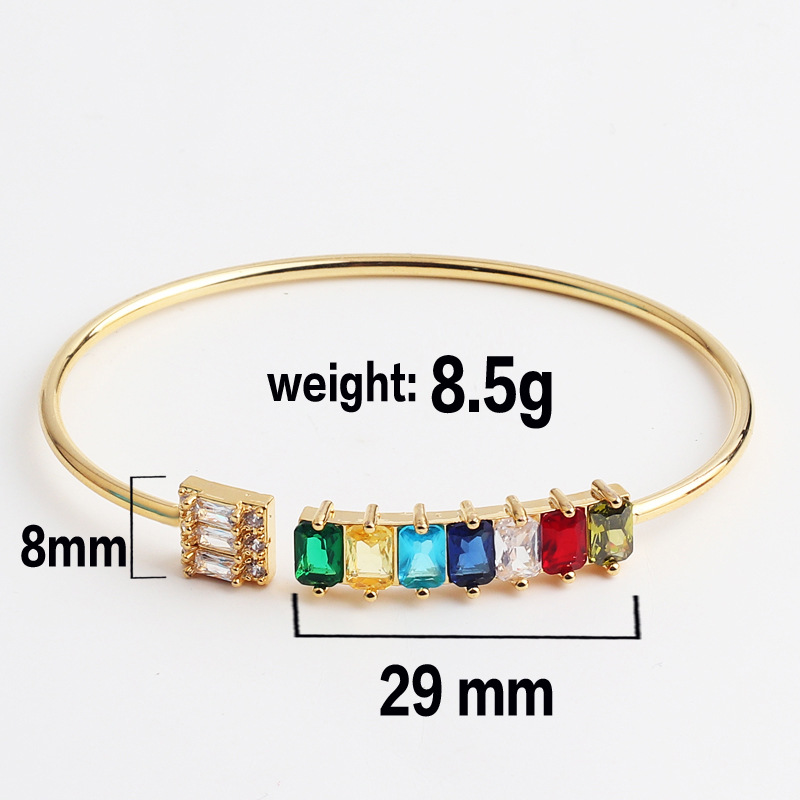 Luxurious Geometric Copper Bangle Inlay Zircon Copper Bracelets