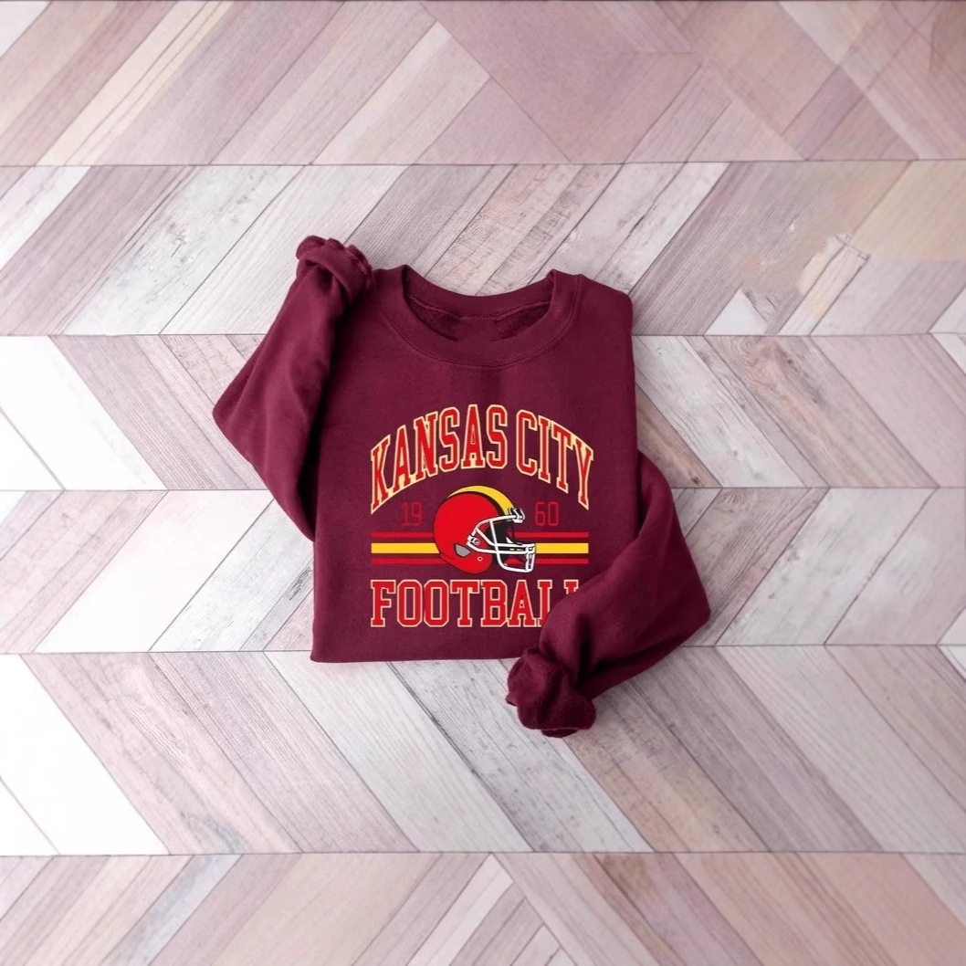 Kansas City Chiefs Sweatshirt Autumn Winter Women's Casual Long Sleeve Crew Neck Printed Pullover_voghion.com
