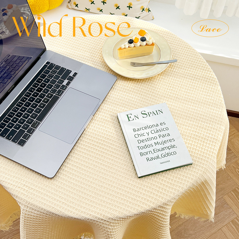 Manto de mesa estilo francés manto de mesa redondo sala de estar nórdica simple blanco ligero lujoso alto sentido cuadrado manto de mesa de té