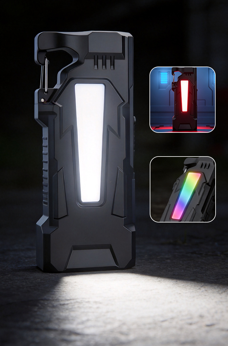 Plastic Strong Light Edc Flashlight USB Rechargeable Multi-Functional Purple Light Colorful Atmosphere Light Warning Light Magnetic Hook