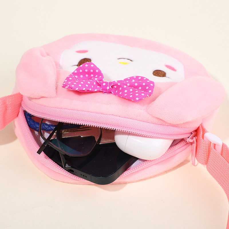 Corazón de niña caricatura bolso de hombro de peluche coreano portátil versátil bolso de cambio de auriculares de estudiantes