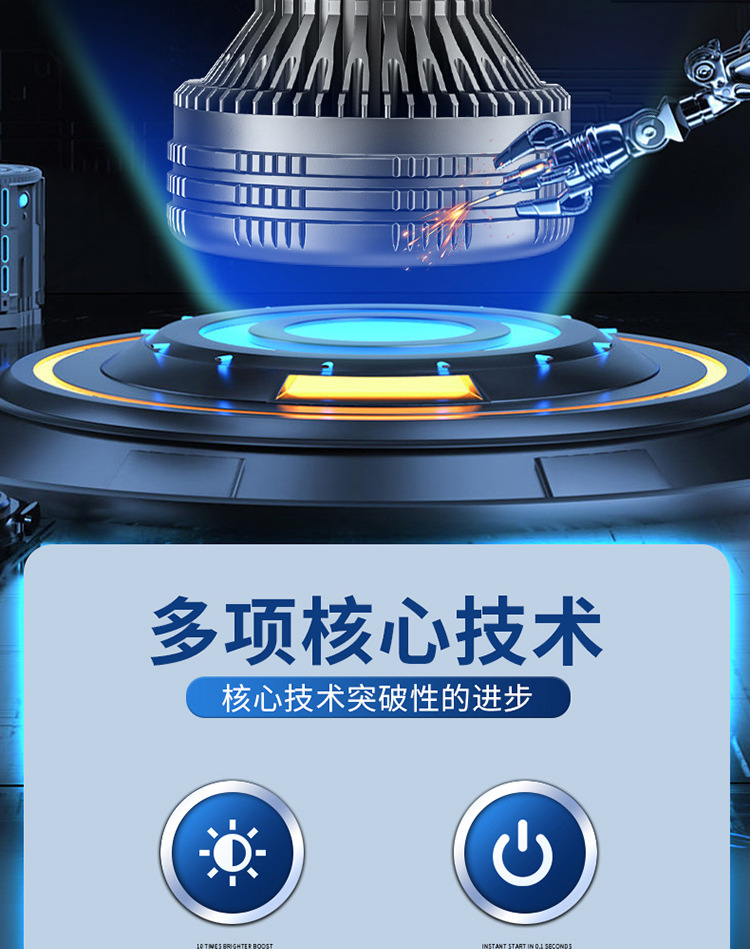 Cross-border car three-color headlight led laser H7 super bright 9005H11 far and near light H4 strong light H1 car bulb 9012