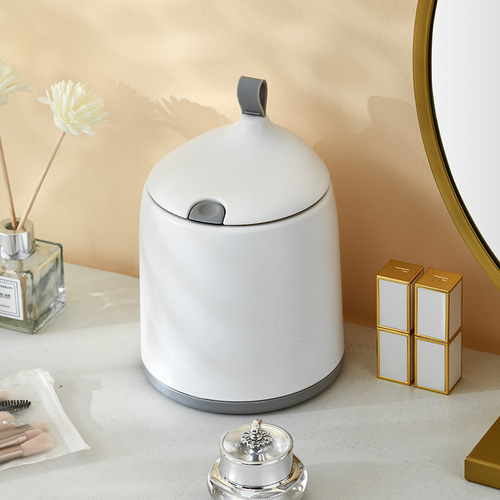 Desktop small trash can, mini car bedside storage bucket with lid, paper basket, cosmetic cotton pop-up cover, Nordic Japanese style colorful