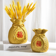 大號樹脂干麥穗福袋花瓶乾花花插福氣錢袋子新年招財家居裝飾擺件