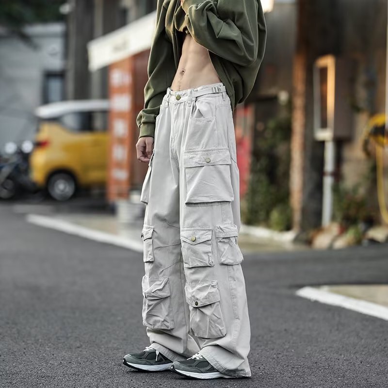 American fashion brand charging pants men's spring and autumn new high street vintage functional style tooling casual trousers