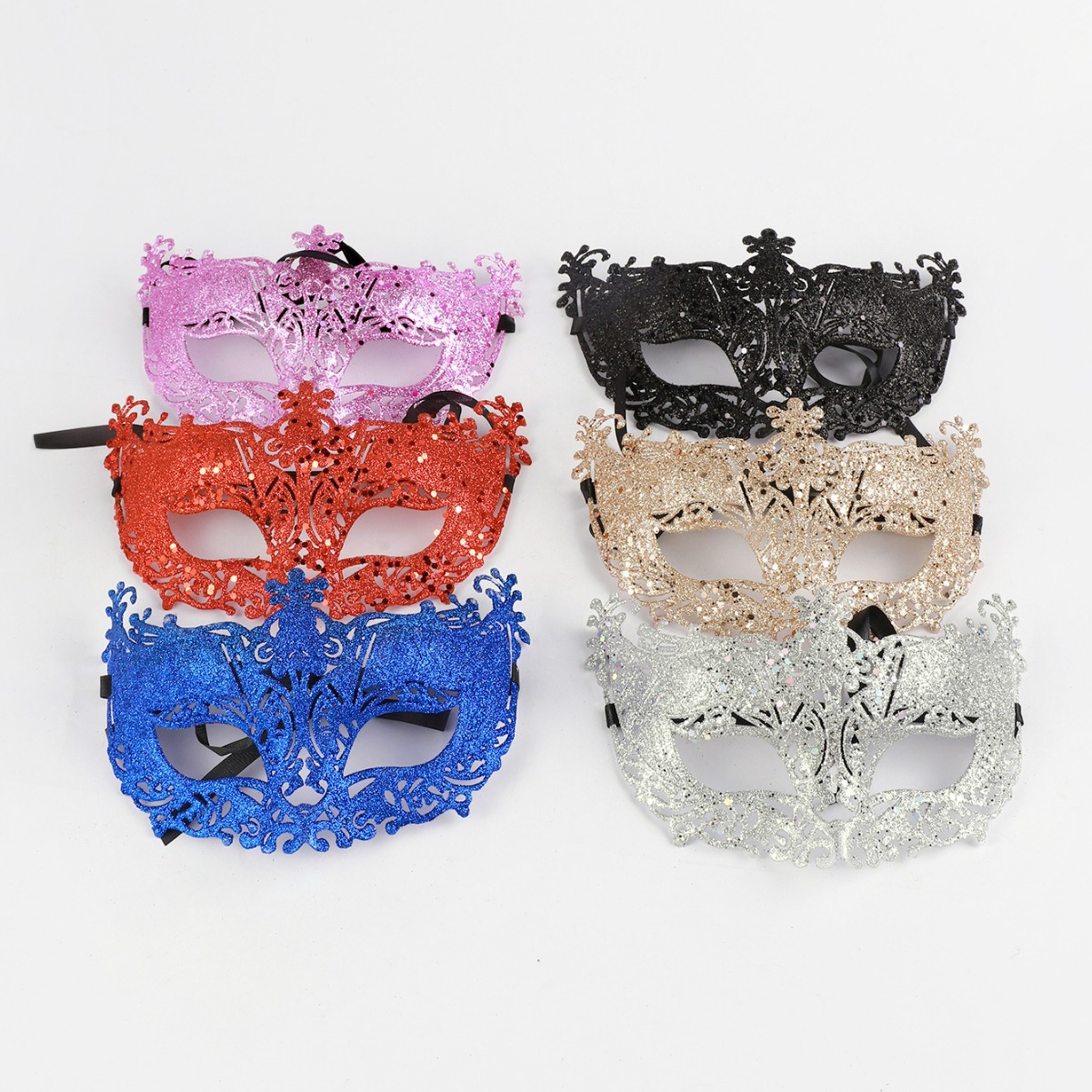 Amazon Carnaval Fox Half Face Mask Polvo de Oro Hollow Ball Halloween Venecia máscara de maquillaje de plástico