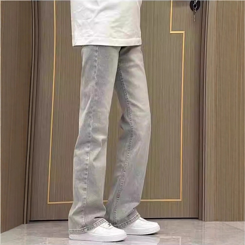Men's Flared Jeans Gradient Casual Straight Slim Fit Spring and Autumn American High Street Trendy Versatile Height-Enhancing Pants