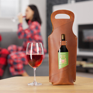 Factory Wholesale Business Liquor High-end Single Gift Box Leather Red Wine Gift Storage Bag Wine Tote Bag