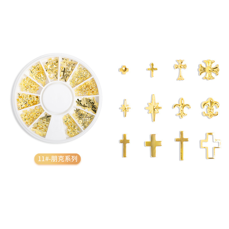 Transfronterizos para el remache de uñas japonés 12 placas de disco hueco de aleación de forma especial de estrella y luna mezclada decoración