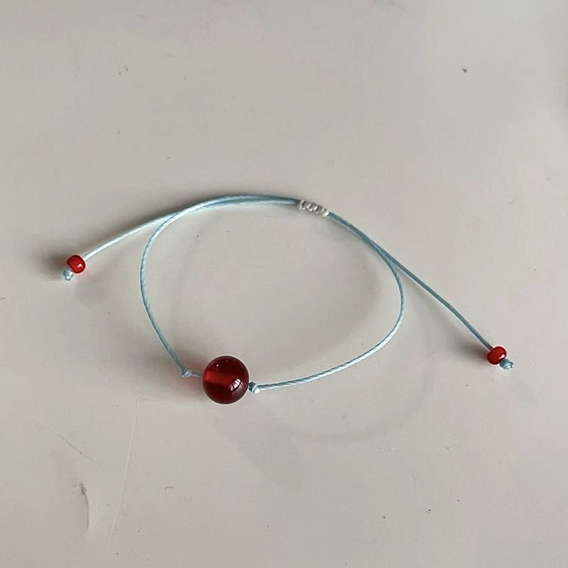 ラズベリーベリー ワインレッド ガラスブレスレット 赤と青のカラーマッチング 中国風編みロープ 文学的でシンプルな夏の新鮮な誕生日プレゼント|undefined