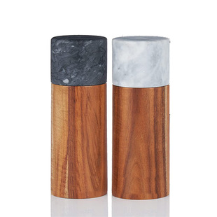 Marble Acacia Wood Splicing Pepper Mill Manual Wooden Sea Salt Pepper Mill Multi-purpose Seasoning Bottle