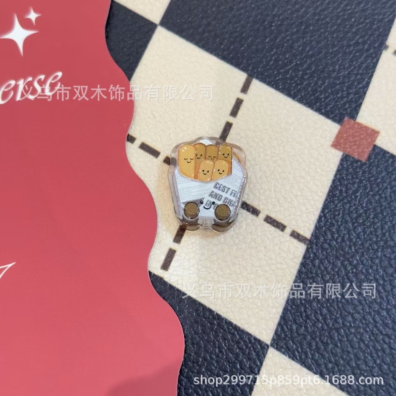 印花浮雕奶酪汉堡面包板材串珠 diy手链手机链包挂车挂饰品配件|undefined