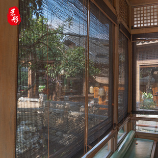 ◍ Customized Bamboo Curtain Roller Shutter Door Curtain Partition New Chinese Style Summer Japanese Style Blackout Curtain Outdoor Tea Room Home Free