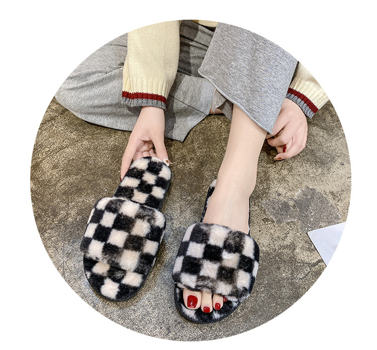 Autumn And Winter New Open Toe Celebrity Mesh Cotton Slippers Women S Fashion Indoor Home Fleece_voghion.com