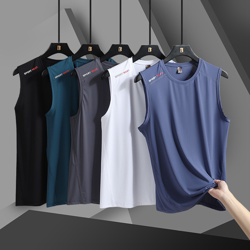 Ice Silk Men's Vest Summer Sports Leisure Ice Sense Breathable Running Quick-drying Clothes Loose T-shirt Vest for Men Ice Silk Men's Vest Summer Sports Leisure Ice Sense Breathable Running Quick-drying Clothes Loose T-shirt Vest for Men